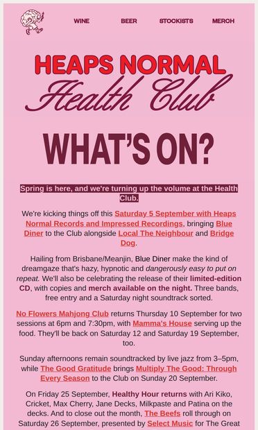 Our courtyard is calling! 🪩 - email from Heaps Normal