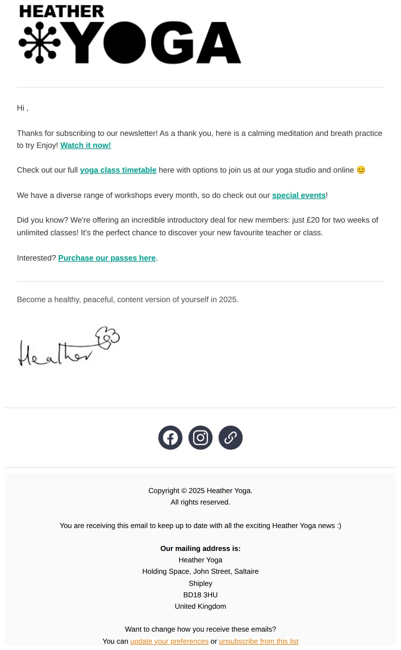 Here's your free meditation! - email from Heather Yoga