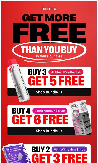 Up to 9 free products in select regions  🔓 - email from Hismile