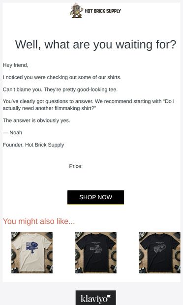 Don’t  Leave That Gem Behind - email from Hot Brick Supply