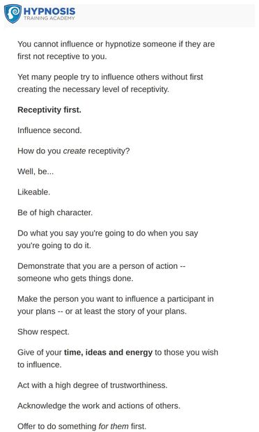 Remember this: - email from Hypnosis Training Academy