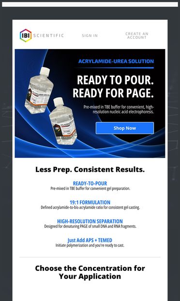 High-Resolution PAGE, Less Prep - email from IBI Scientific