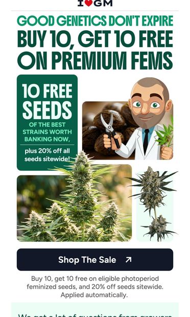 Sale Extended 🚨 Get 10 Free Seeds + 20% Off! - email from ILGM.com