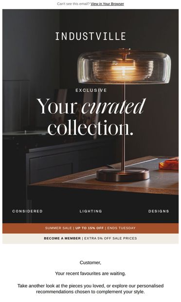 Your Personalised Edit - email from Industville