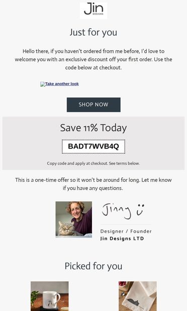 A treat for you  🎁 - email from Jin Designs