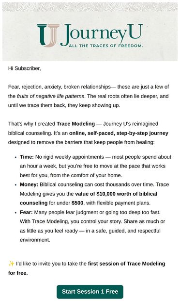 Don’t stop here—freedom is unfolding - email from JourneyU