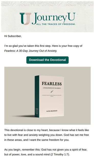 Your Fearless devotional is here - email from JourneyU