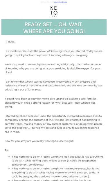 Daily Emails | Time to know where we are going - email from KetoLean