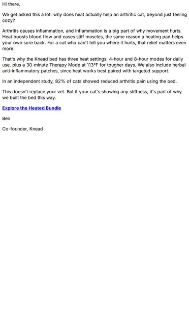 A Quick Note on Heat and Pain - email from Knead