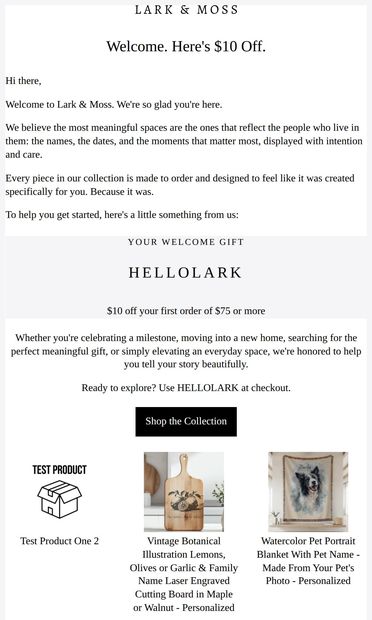 Welcome to Lark & Moss - email from Lark and Moss