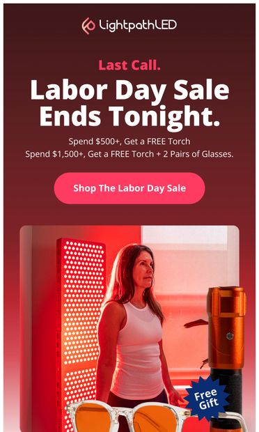 Last chance: Labor Day Sale ends tonight 🔥 - email from LightPathLED
