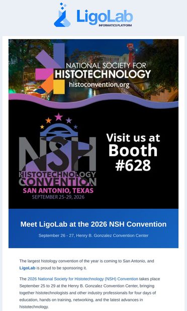 Visit LigoLab at Booth #628, NSH 2026 in San Antonio - email from LigoLab