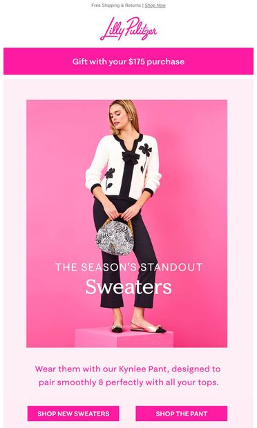 Shop for Sweaters, Get Gifts with $175 - email from Lilly Pulitzer