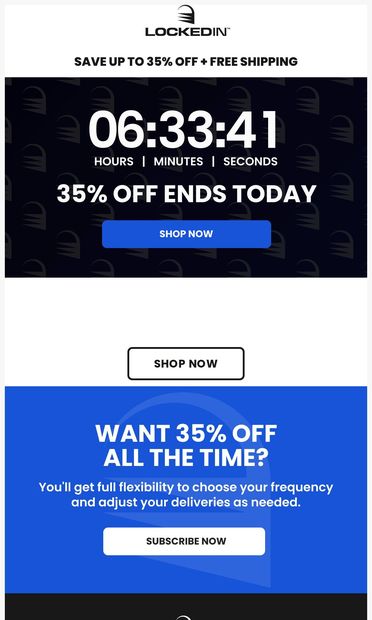 35% off expires today - email from Locked in