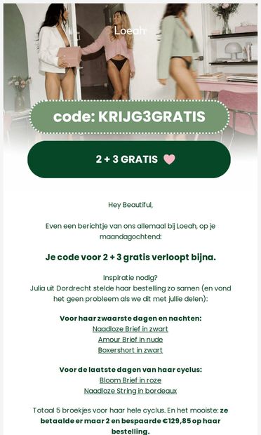 Laatste kans: 3 broekjes cadeau - email from Loeah
