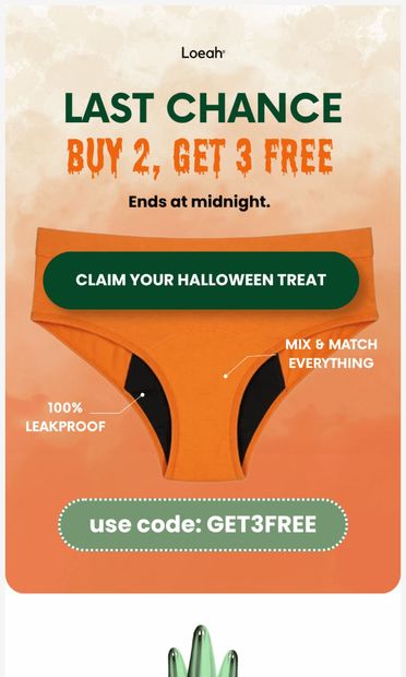 Last chance: 5 pairs, pay for 2 🎃 - email from Loeah