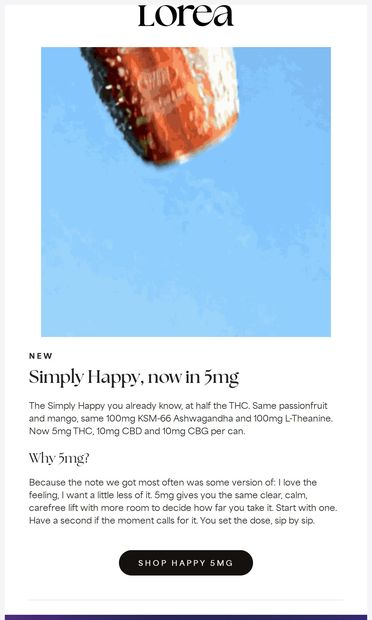 Simply Happy, now in 5mg - email from Lorea