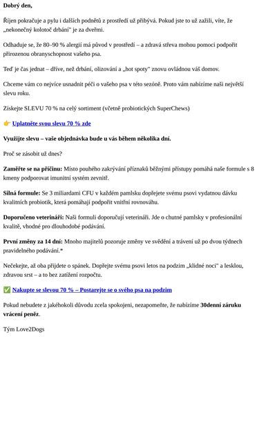 Aktualizace stavu tvého balíčku 📦 - email from Love2Dogs