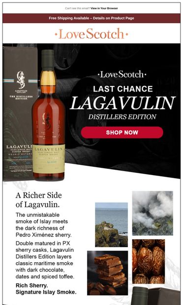 🥃 Lagavulin Finished in Pedro Ximénez - email from LoveScotch.com