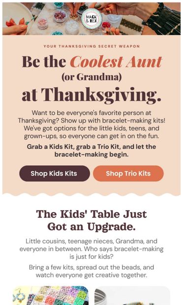 Want to Be the Favorite Aunt This Thanksgiving? - email from Mack & Rex