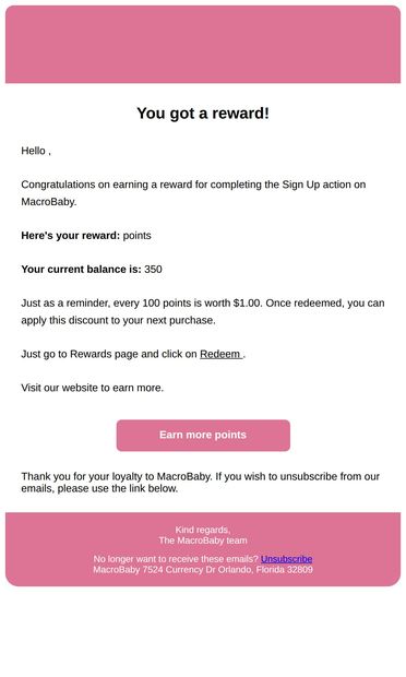 You've got Points!  🤑 - email from MacroBaby