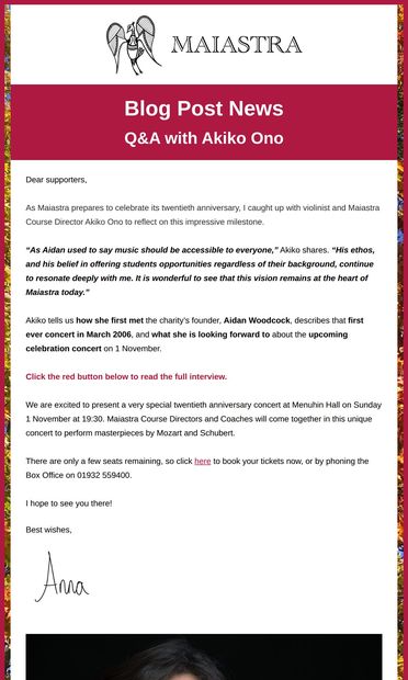 Blog Post News - Q&A with Akiko Ono - email from Maiastra