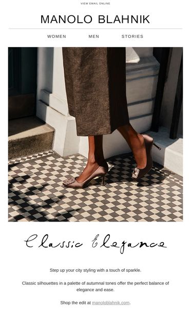 Classic Elegance | Shop the Edit - email from Manolo Blahnik