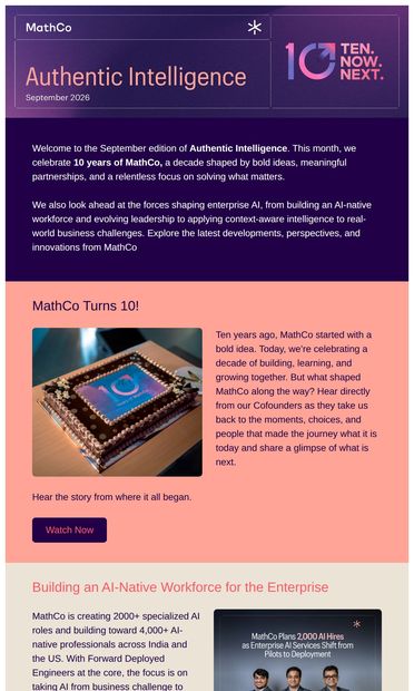 Hi there! Here is your latest monthly analytics update. - email from MathCo
