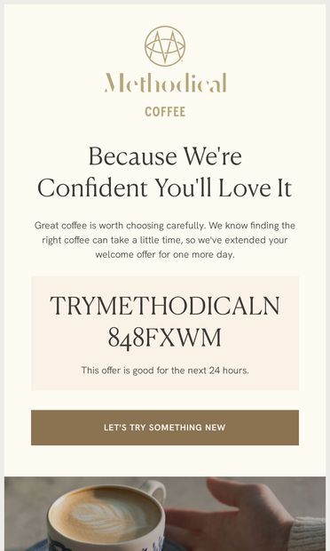 We're Confident You'll Love It ☕ - email from Methodical Coffee