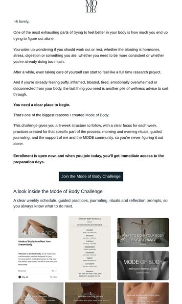 When you don’t know what your body needs - email from Mode the Method