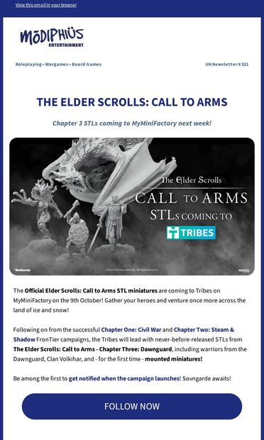 (UK) Round-Up #321 - The Elder Scrolls: Call to Arms - email from Modiphius