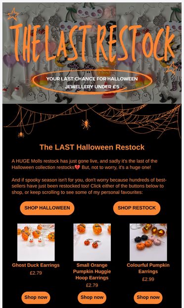 The LAST Restock  Ever?!💔👻 - email from Mollshandmade