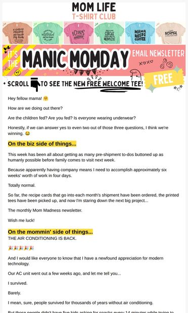 [MANIC MOMDAY] The trampoline may be my new parenting hack 🤣 - email from Mom Life T-Shirt Club