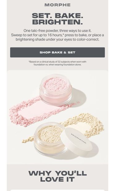 SET. BAKE. BRIGHTEN. - email from Morphe