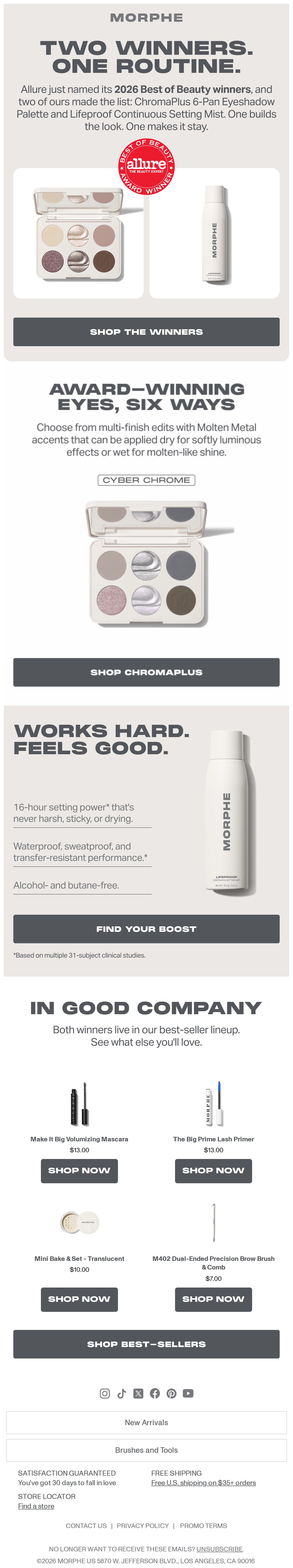 TWO AWARDS. ONE ROUTINE. - email from Morphe