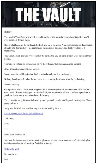 New Content Just Dropped in the Vault - email from My Magic Course