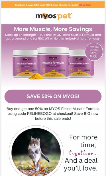 Save BIG on MYOS Now! - email from Myos Pet