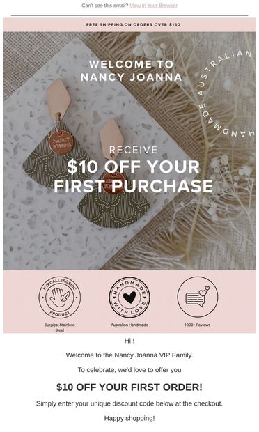 ✨$10  Off your First order - email from Nancy Joanna