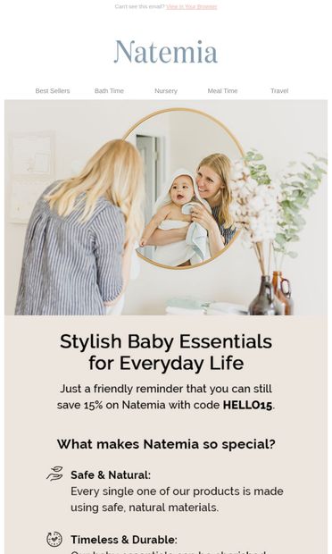 Stylish baby essentials for everyday life - email from Natemia
