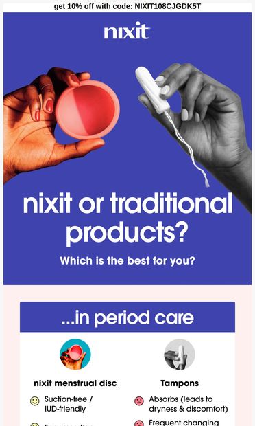nixit VS traditional products - email from nixit