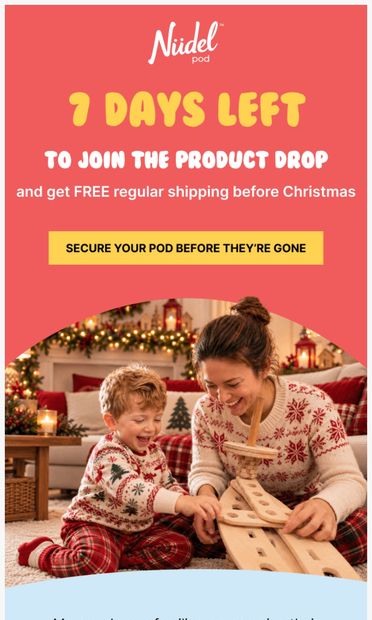 🚨 7 days left... More families are securing their Pods now! - email from Nudel Pod