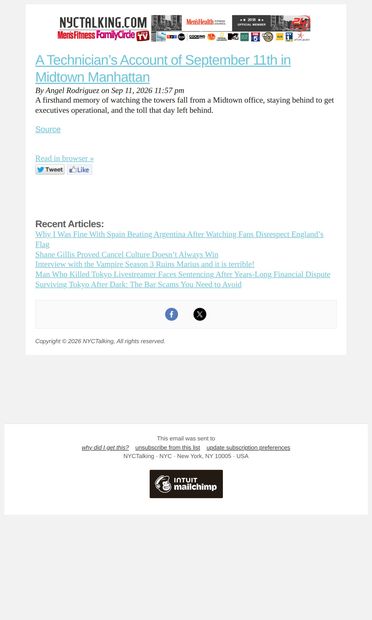 NYCTalking.com - A Technician’s Account of September 11th in Midtown Manhattan - email from NYCTalking