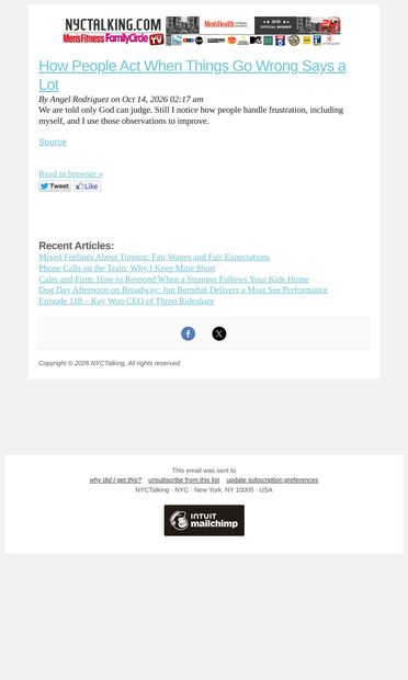 NYCTalking.com - How People Act When Things Go Wrong Says a Lot - email from NYCTalking