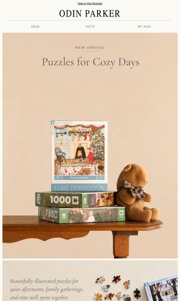 New Arrivals: Beautifully Illustrated Puzzles - email from Odin Parker