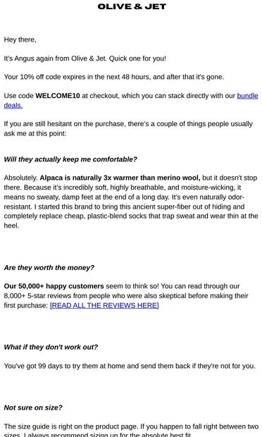 Hey, quick one from me - email from Olive & Jet