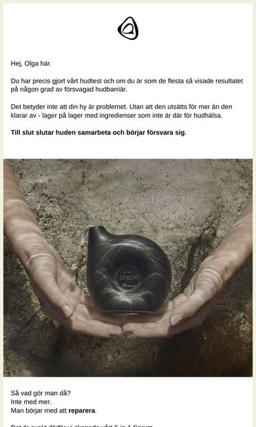 Ett meddelande från din hud - email from Oquist Cosmetics