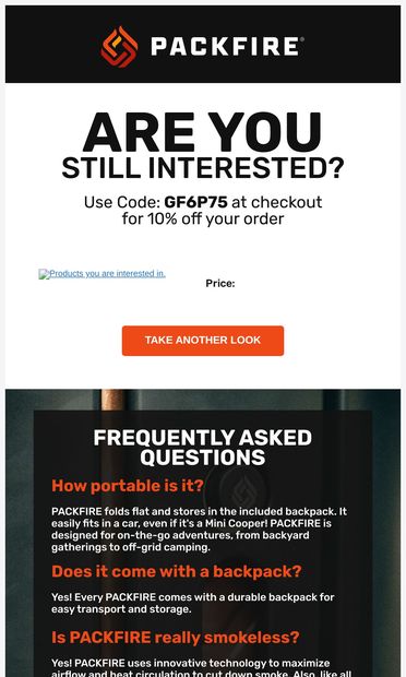 Would you like 10% off? - email from PackFire
