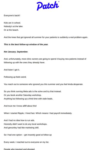 Win $10k this month!! - email from Patch