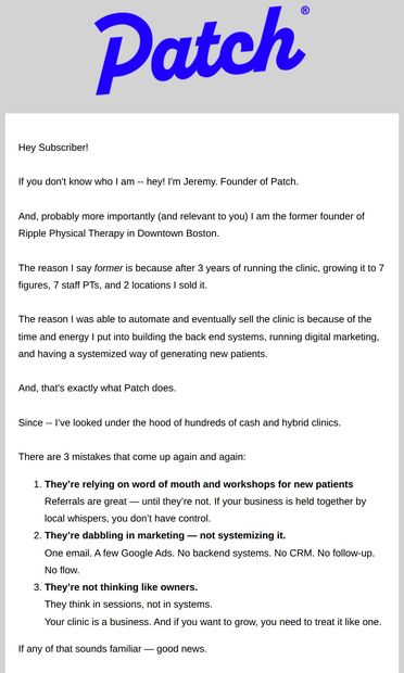 You're probably doing one of these... - email from Patch
