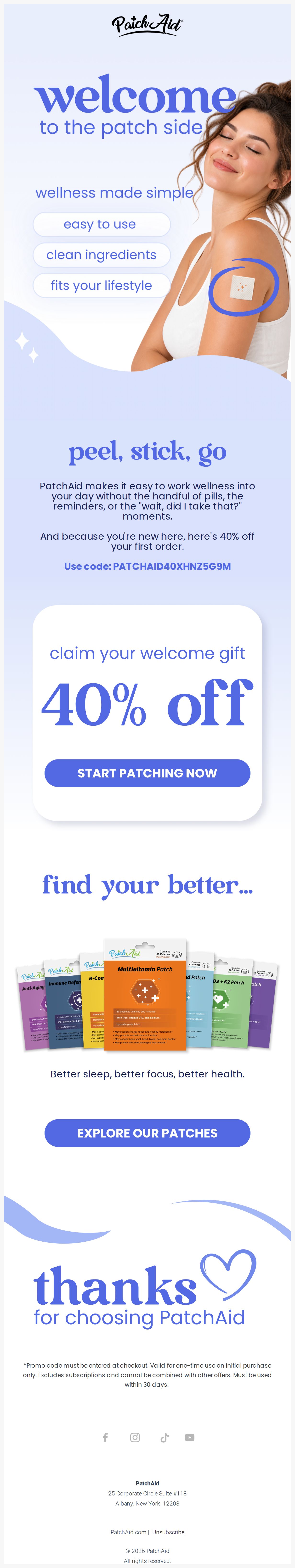 Welcome π Here's your 40% off - email from PatchAid